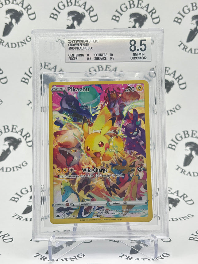 2023 Pokemon Sword and Shield #160/159 Crown Zenith Pikachu BGS 8.5