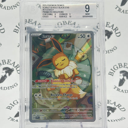 2025 Pokemon SVP Prismatic Evolutions ETB #173 Eevee Holo BGS 9