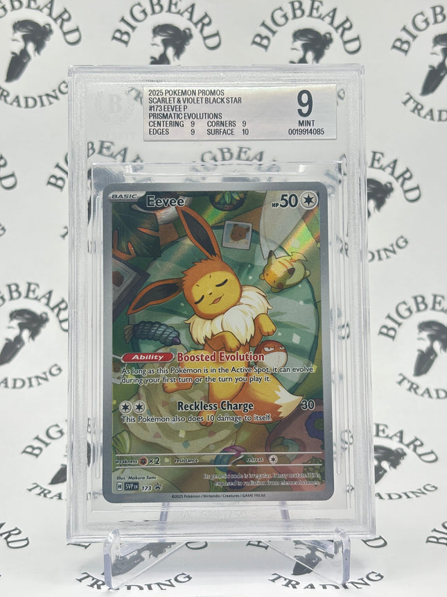 2025 Pokemon SVP Prismatic Evolutions ETB #173 Eevee Holo BGS 9