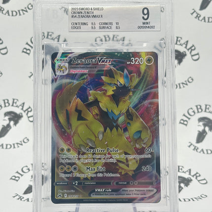 2023 Pokemon Sword and Shield Crown Zenith #054 Zeraora VMAX R BGS 9