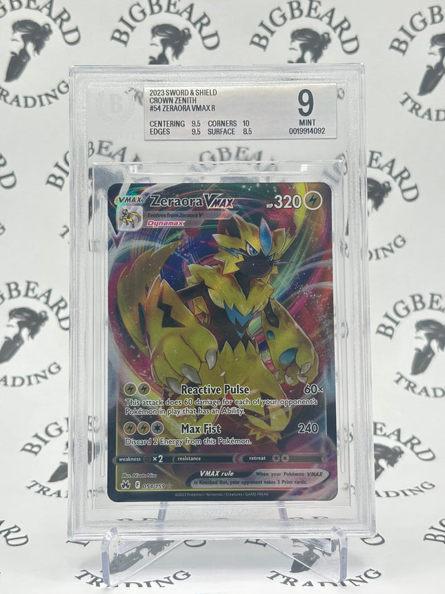 2023 Pokemon Sword and Shield Crown Zenith #054 Zeraora VMAX R BGS 9