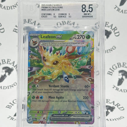 2025 Pokemon TCG Scarlet & Violet Prismatic Evolutions #006 Leafeon ex RR BGS 8.5
