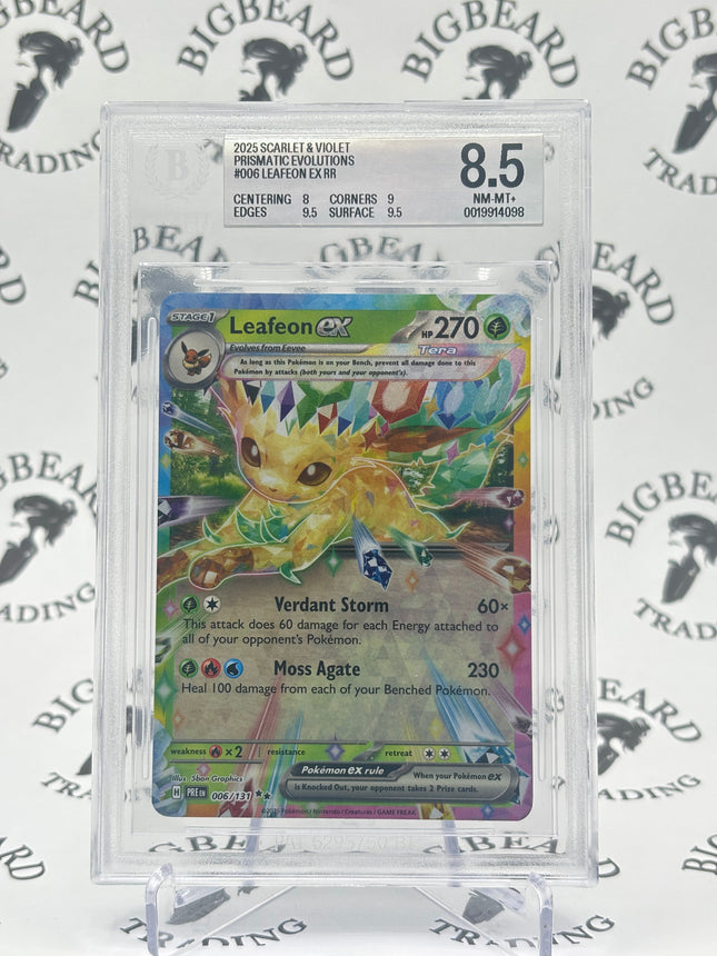 2025 Pokemon TCG Scarlet & Violet Prismatic Evolutions #006 Leafeon ex RR BGS 8.5