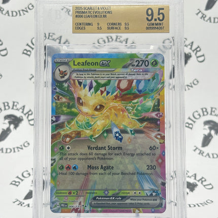2025 Pokemon TCG Scarlet & Violet Prismatic Evolutions #006 Leafeon ex RR BGS 9.5