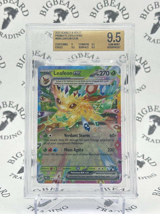 2025 Pokemon TCG Scarlet & Violet Prismatic Evolutions #006 Leafeon ex RR BGS 9.5
