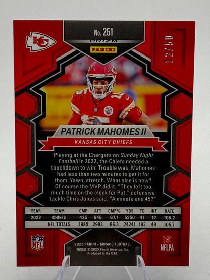 2023 Mosaic Patrick Mahomes II No.251 12/25 No Hurdle Purple