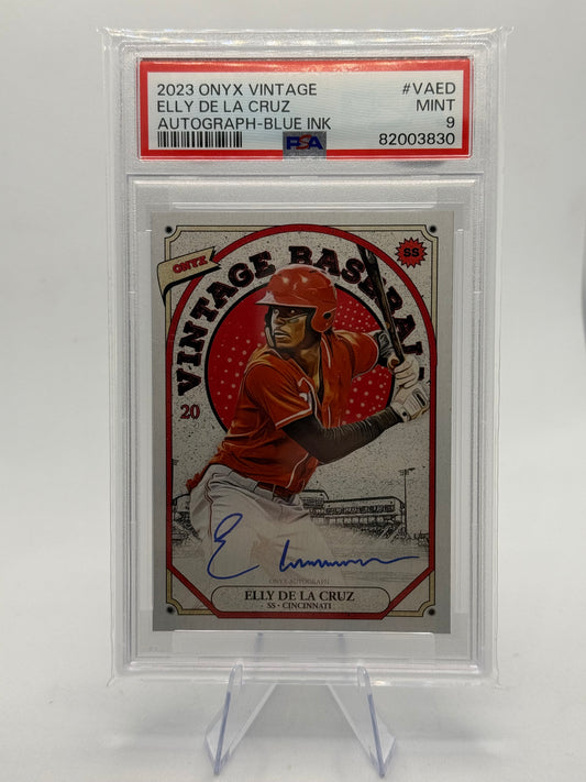 2023 Onyx Vintage Elly De La Cruz No.VAED Blue Ink Autograph	PSA 9