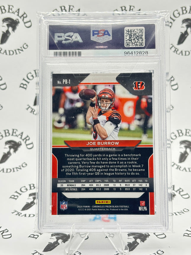 2020 Panini Chronicles Joe Burrow Prizm Black PSA 10