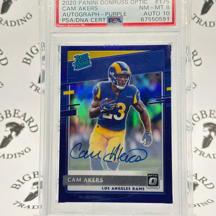 2020 Panini Donruss Optic Cam Akers Autograph Purple PSA 8 AUTO 10