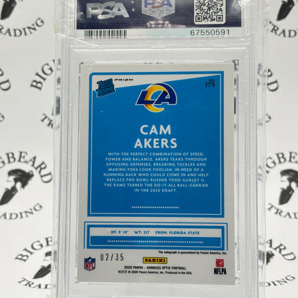 2020 Panini Donruss Optic Cam Akers Autograph Purple PSA 8 AUTO 10