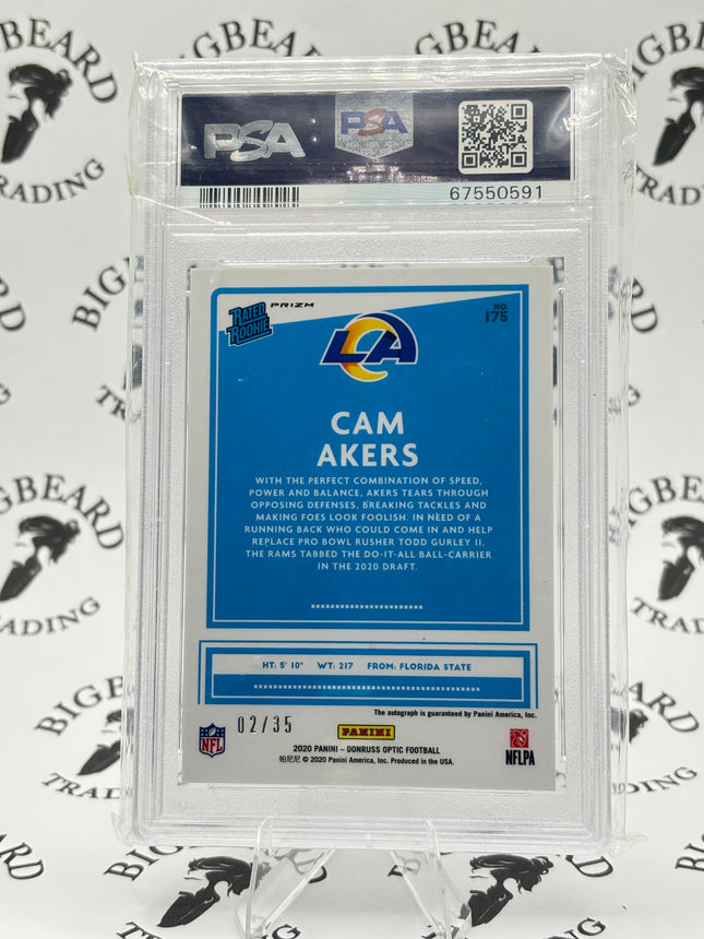 2020 Panini Donruss Optic Cam Akers Autograph Purple PSA 8 AUTO 10