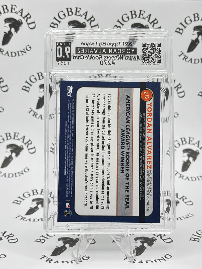 2021 Topps Big League Yordan Alvarez Award Winners RC CCG 9