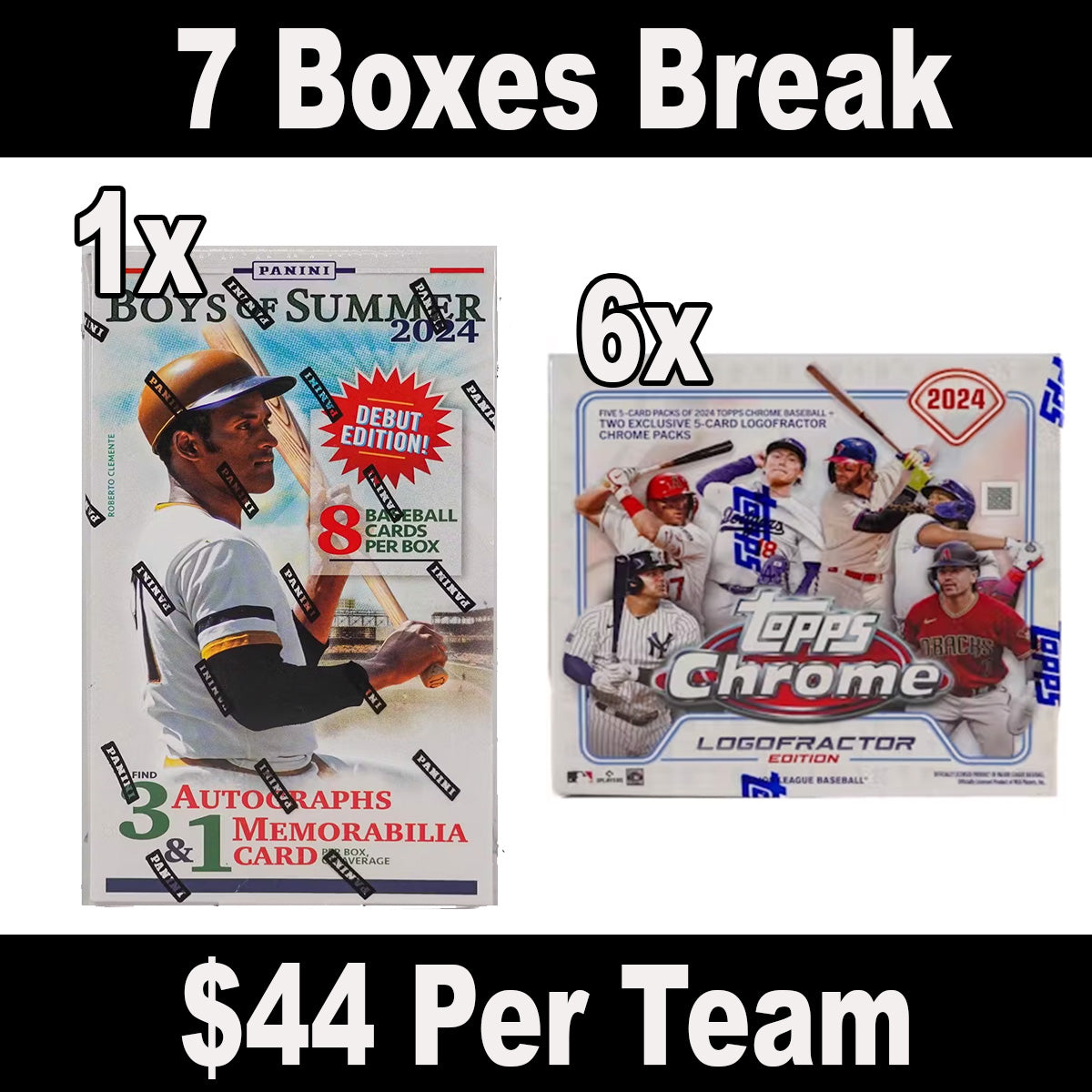 1 Box of 2024 Boys of Summer and 6 Boxes of 2024 Topps Chrome Logofractor Break