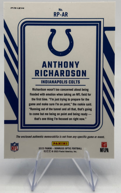 2023 Optic Donruss Anthony Richardson No.RP-AR Rookie Phenom Blue Hyper Prizm