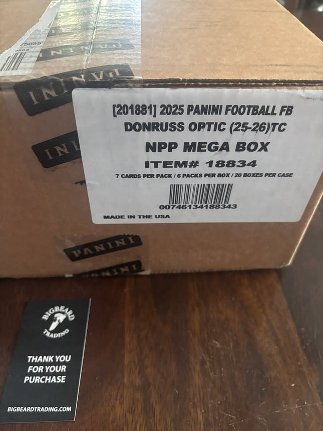 FOOTBALL CASE BREAK: 2025 Panini Donruss Optic Football Hobby Mega Case - 20 boxes